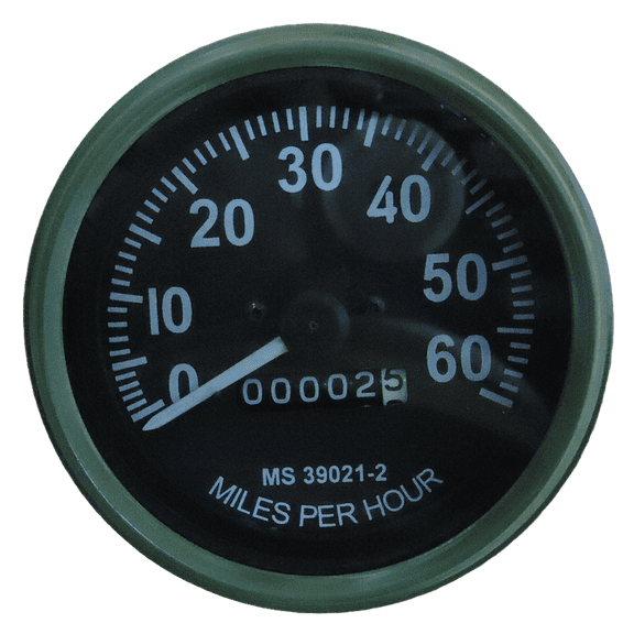 Speedometer for Willys 60 mph Black Green Bezel