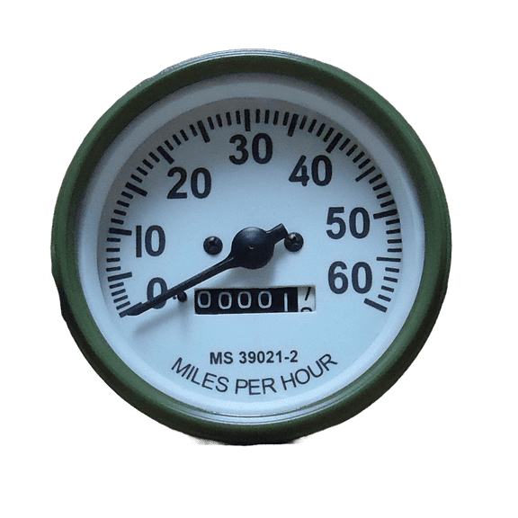Speedometer for Willys 60 mph White Green Bezel