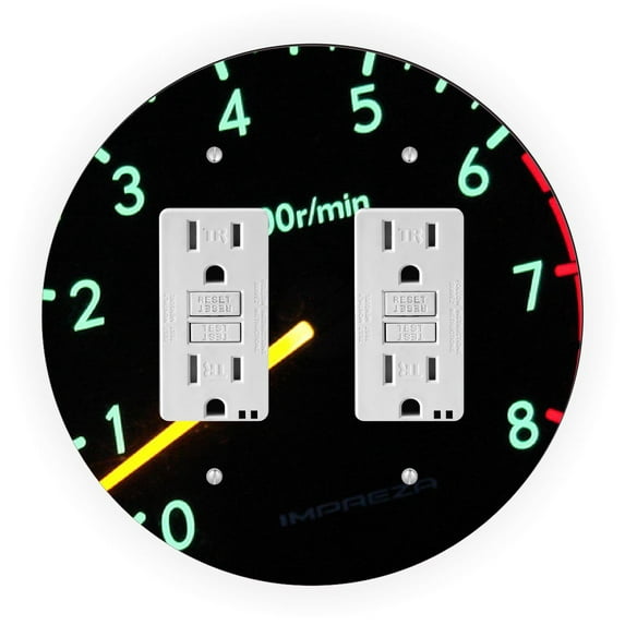 Speedometer x1000 Design - Round Light Switch Plate Cover - Double GFI