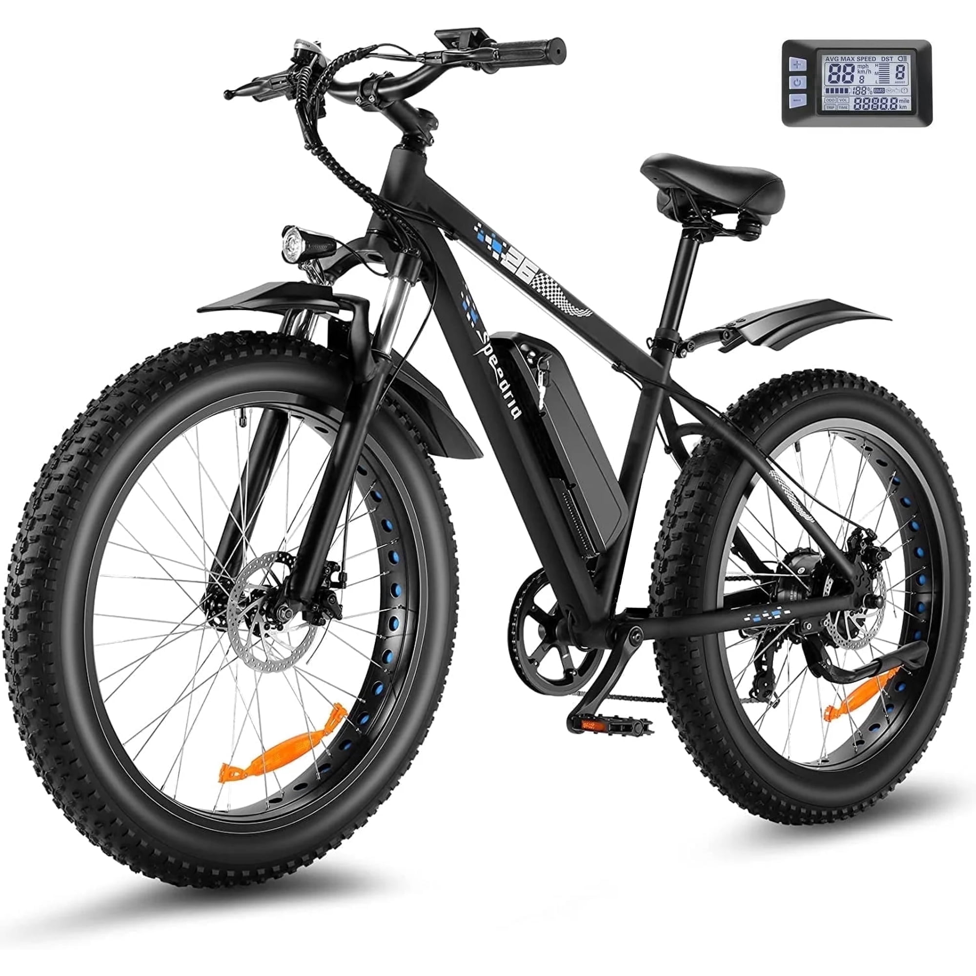 Speedrid 26" x 4" Fat Tire Electric Bike for Adult 3H Fast Charge, 500W Electric Mountain Bike with 48V 10.4Ah Removable Battery, Lockable Suspension Fork, 7 Speed UL2849 Certified