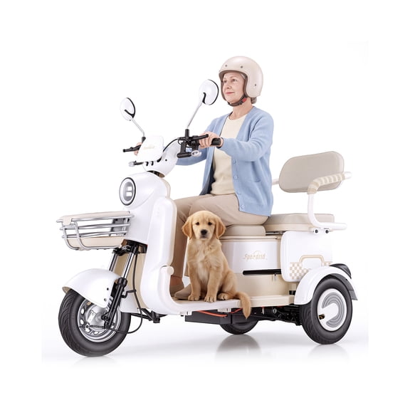 Speedrid Electric Tricycle for Adults & Seniors,Peak 749W E-Trike with 2 Seater,Max 15.5Mph 3 Wheel Electric Mobility Scooter,48V/25Ah High-capacity Battery UL2849 Certified