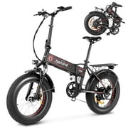 Speedrid Folding Electric Bike, 20" X 4.0" Fat Tire Electric Bike with 500W Motor 48V 10.4Ah Built-in Battery, LCD Display and Shimano 7 Speeds, IP54 Waterproof, 20MPH Snow/Beach Ebike UL2849