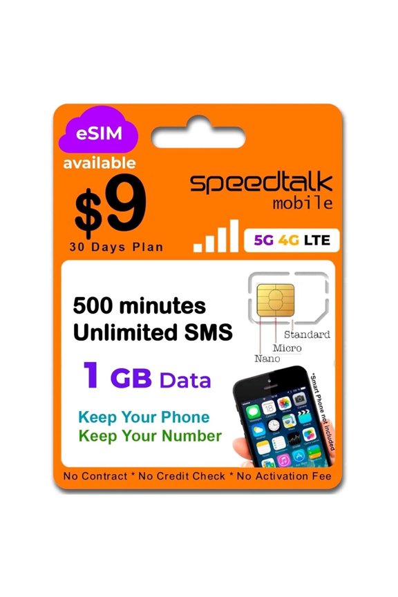 SIM Card Kit, 1GB Data 30-Day Plan, 3-in-1 Universal