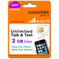 thumbnail image 1 of SpeedTalk Mobile 2GB SIM Card, 5G 4G LTE, Talk & Text, 1 of 8