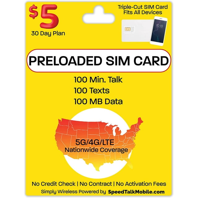 Speedtalk SIM Kit Triple Cut SIM 3 Sizes Fits Any Device