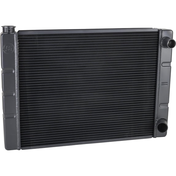 Speedway Motors 22 Inch Double Pass Aluminum Racing Radiator for SBC, Black Finish with Two Rows of 1 Inch Tubes, Furnace-Brazed Construction and High-Efficiency Crossflow Cooling