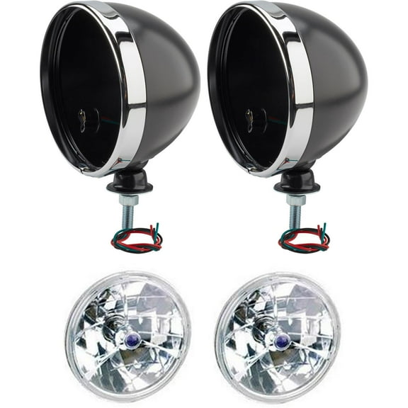 Speedway 7 Inch Tri-Bar 12 Volt Halogen Headlights, Black