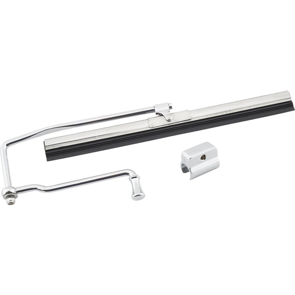 Speedway Motors Hand-Crank Manual Windshield Wiper Kit with Polished Mount Bracket, Chrome Finish, Includes Handle and 9.5 Inch Stainless Blade for Vintage Style Windshields