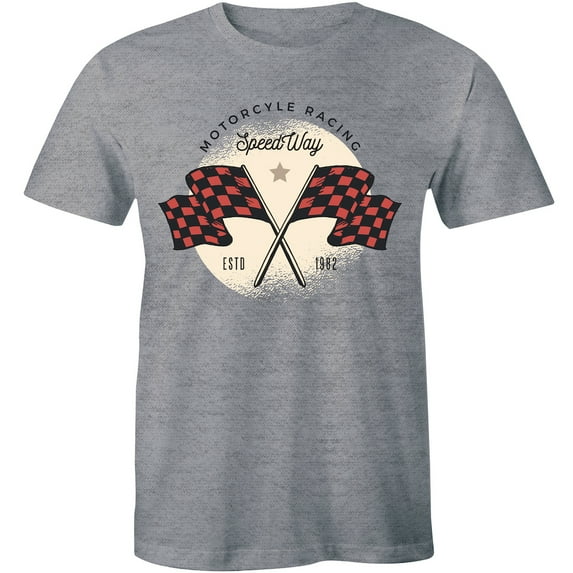 Speedway Motorcycle Racing Flag Graphic Short Sleeve Men's Motorbike Racer T-Shirt