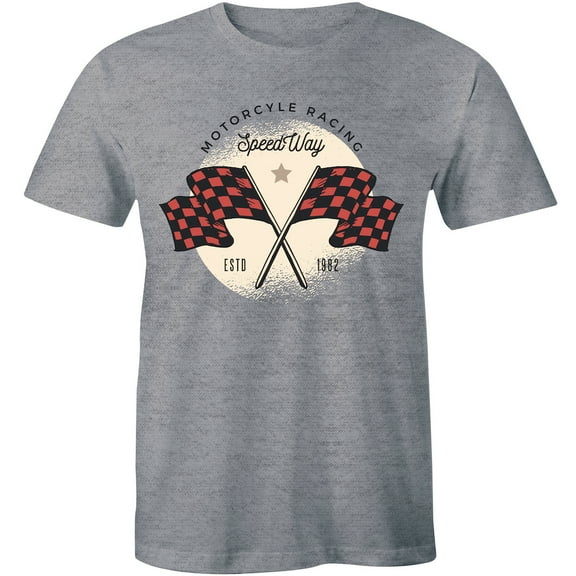 Speedway Motorcycle Racing Flag Graphic Short Sleeve Men's Motorbike Racer T-Shirt