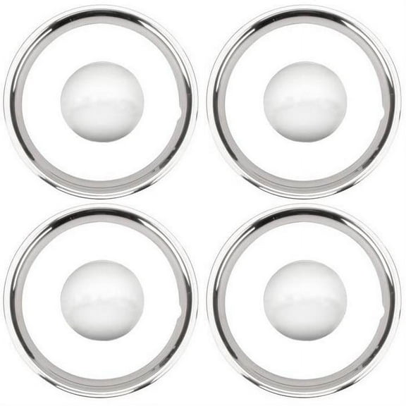 Speedway Motors 15" Automotive Wheel Covers & Hub Caps Anillos Stainless Steel Chrome, Set of Four