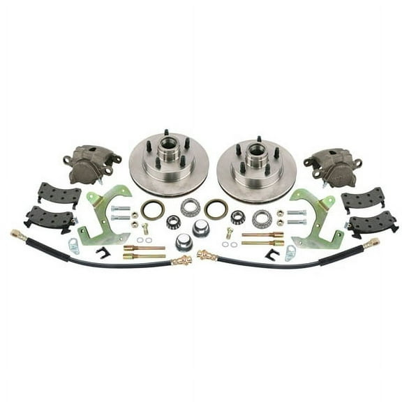 Speedway Motors 1949-54 Chevy Car/53-62 Corvette Front Disc Brake Conversion Kit: 11" Vented Rotors, 2.5" Piston Calipers, 5x4.75" Bolt Pattern, Enhances Classic Chevy Braking Performance