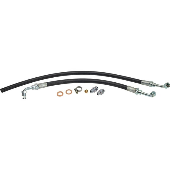 Speedway Motors 1982-88 T-Bird Steering Rack to GM Pump Power Steering Hose Kit with Adapters, 5/8'-18 Inverted Flare Pump End, Suitable for Aftermarket Racks