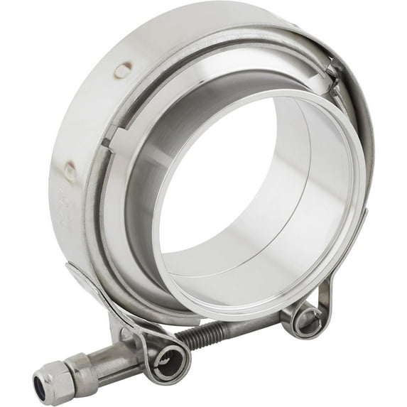 Speedway Motors 2.25 Inch Exhaust Clamp, Stainless Steel Quick Release V-Band Clamp with Male/Female Flanges, For High Temperature Exhaust Applications, Intercoolers, Turbo Flanges and More