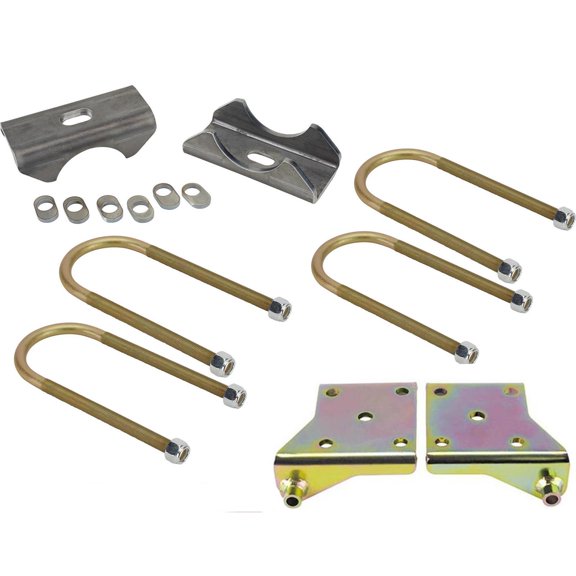 Speedway Motors 3" Axle Tube Adjustable Leaf Spring Kit: CNC-Machined Perch, Shock Mount, U-Bolts, Tire Clearance & Centering for 55-'86 Chevy V8, Set of 16