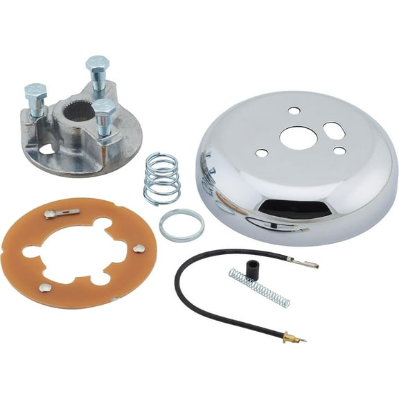 Speedway Motors 3-Bolt Steering Wheel Adapter - 1969-94 GM - Chrome - Universal Fit - Non-Telescopic Column - Horn Button Not Included - 1/4" Fine Thread
