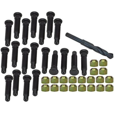 Speedway Motors 5/8 Inch Coarse Thread Wheel Stud and Lug Nut Kit, 45 Degree Taper Lug Nut for Increased Strength and Durability, 2.75” Long Wheel Stud, Includes 21/32” Drill Bit