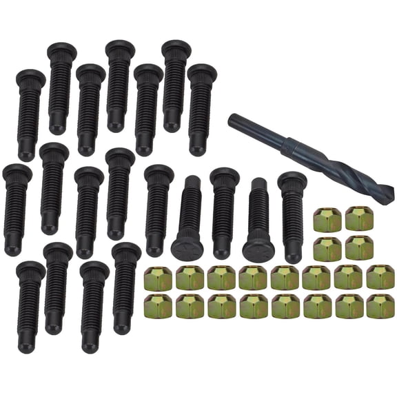 Speedway Motors 5/8 Inch Coarse Thread Wheel Stud and Lug Nut Kit, 45 Degree Taper Lug Nut for Increased Strength and Durability, 2.75 Long Wheel Stud, Includes 21/32 Drill Bit