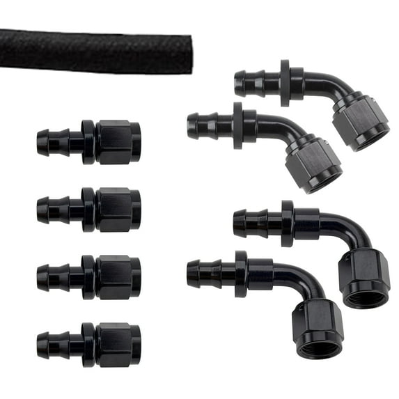Speedway Motors 6 AN Black Fuel Line Kit, 20 ft Black Push-On Hose with Push-On End Fittings, Features Complete Kit to Create Custom Fuel Line for a Professional Look