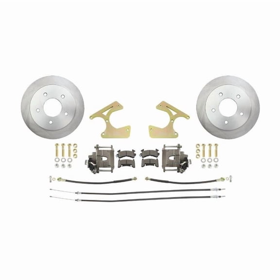Speedway Motors 63-70 GM C10 Rear Disc Brake Kit, Complete Conversion with 12-Inch Rotors, 5x5 Bolt Pattern, Includes Brackets, Hoses, Emergency Brake Cables, and D54 Pads