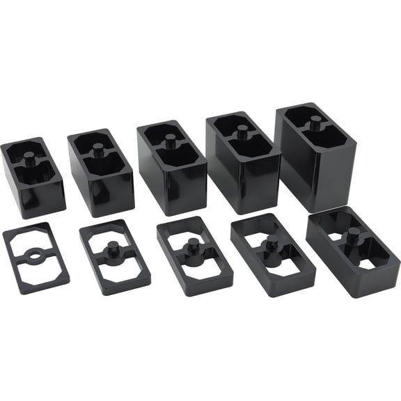 Speedway Motors Black Aluminum 2 Inch Extruded Leaf Spring Lowering Block, 2.5 Inch Wide and 5 Inch Long Universal Suspension Height Adjustment Block with 9/16 Inch Centering Pin