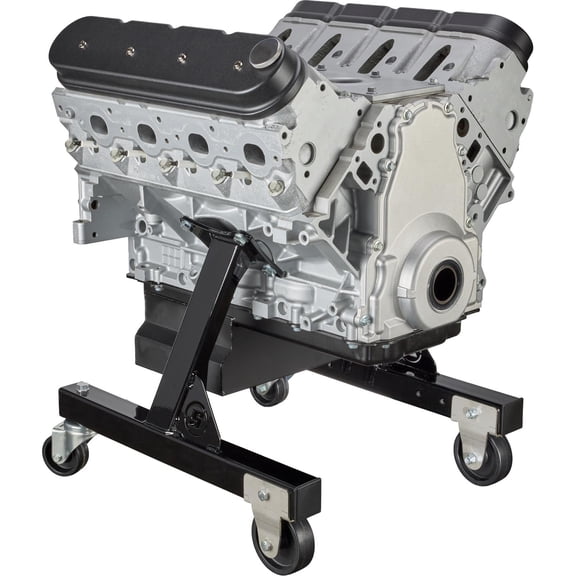 Speedway Motors BlockDock LT/LS Rolling Engine Cradle Storage Stand, Fits GM Gen 3-5 LS and LT V8 Engines, Heavy Duty 10-Gauge Steel Construction with Caster Wheel, Satin Black