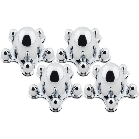 Speedway Motors Bullet-Style Spider Cap Wheel Hub Covers, Chrome Steel Construction, 5 on 4-1/2  Inch Direct Fit Bolt Pattern, 3 Inch Depth, Set of 4 Wheel Hub Covers