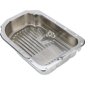 Speedway Motors Chevy GM 4L80E Transmission Pan, 4 Inch Deep Zinc Coated Steel, 3/16 Inch Thick Wall Construction for Added Strength, Increased Fluid Capacity for Improved Cooling