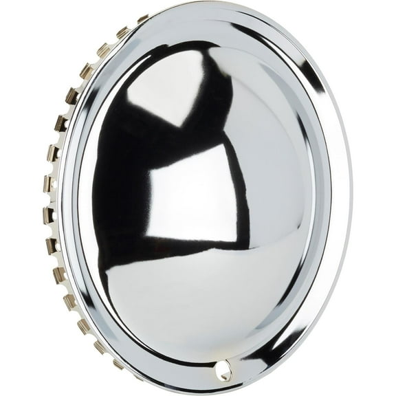 Speedway Motors Full Moon Style 14 Inch Wheel Cover, Chrome Plated Design, Fixed Spinner Bar, Snap-On for Easy Installation, Alloy Steel Material, Sold Individually