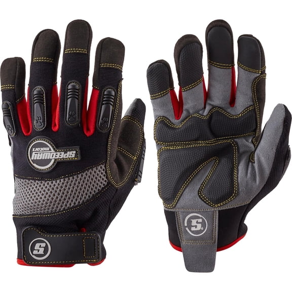 Speedway Motors Mechanics Style Pit Crew Work Gloves, Large