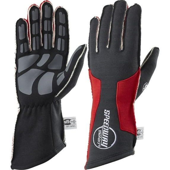 Speedway Motors Outseam Racing Gloves, SFI-5, Red, Medium