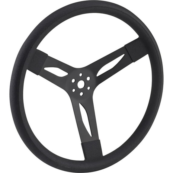Speedway Motors Performance 15 Inch Black 3-Spoke Steel Steering Wheel, 2.75" Dish, Cushioned Grip, 3-Bolt Fit, Powder-Coated in 4 Colors, No Horn Button Included, Sold Individually