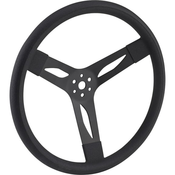 Speedway Motors Performance 15 Inch Black 3-Spoke Steel Steering Wheel, 2.75" Dish, Cushioned Grip, 3-Bolt Fit, Powder-Coated in 4 Colors, No Horn Button Included, Sold Individually