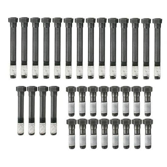 Speedway Motors SBC Small Block Chevy V8 Cylinder Head Bolt Set, OEM-quality Grade 8, 120,000 PSI Proof Load, 150,000 PSI Tensile Strength, Sealant Coated Threads, For Cast Iron Heads, 34-piece Set