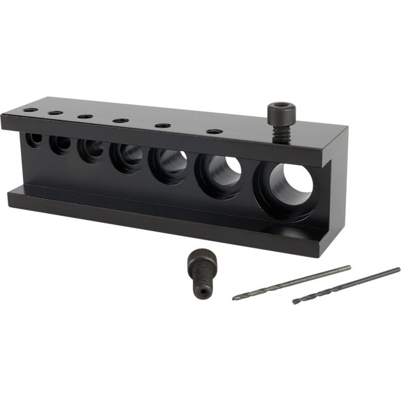 Speedway Motors Safety Wire Drill Fixture: Premium Aluminum for Accurate Bolt Head Drilling, Fits 3/16" to 5/8" Diameter Bolts, Comes with Hardened Bushings & 1/16" Cobalt Steel Bits for Reliability