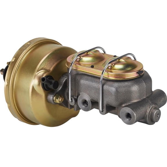 Speedway Motors Single 7 Inch Brake Booster and Master Cylinder Combo 1-1/8 Inch Bore Compact Firewall or Under Floor Mount with 3/8-24 Ports