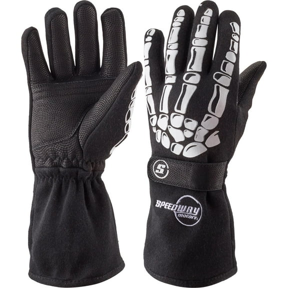 Speedway Motors Skeleton SFI 5 Racing Gloves, Size Large