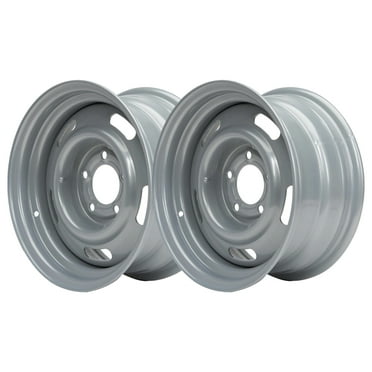 Speedway Motors Steel 15" Rim 15x7 Inch 5 Lug Gloss Silver, 2 Pack