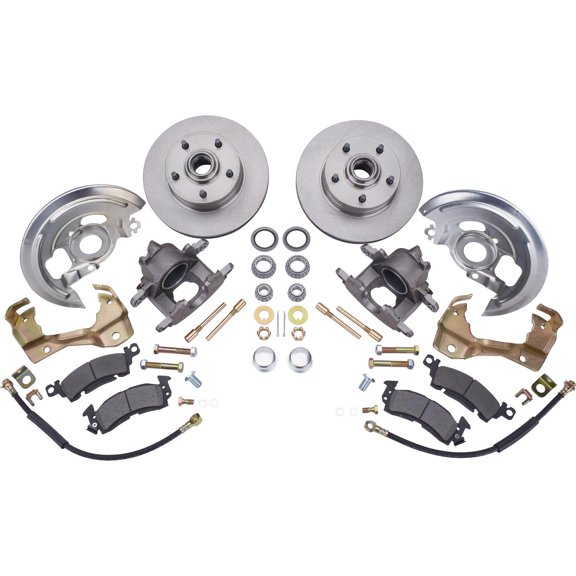 Speedway Motors Stock Spindle 1964-74 GM A/F/X-Body 11 In. Front Disc Brake Kit - Improved Stopping Performance - Fits Chevelle, Camaro, Nova - Complete Installation Package