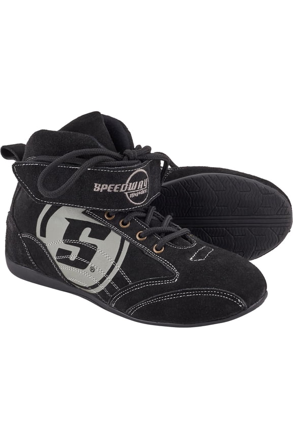 Viper Mid-Top SFI 3.3/5 Racing Shoes, Size 6-14: Leather & FRC, Soft Compound Performance Sole, Reinforced Eyelets, Double Stitched, Hook-and-Loop Closure, Black with Gray Logo