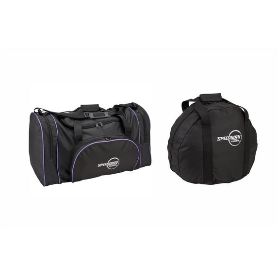 Speedway Motors Nylon Pit Bag and Helmet Bag Combo, Durable 600D Nylon Gear Bags with Padded Straps, Fleece-Lined Helmet Protection, Spacious Storage for Race Night Equipment