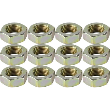 1.25-12 RH Right Hand Thread Steel Jam Nut | Silver Zinc Plated, 1.66" Hex