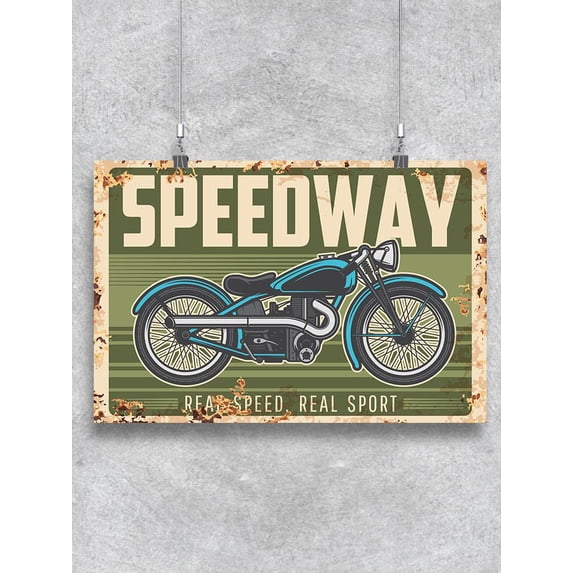 Speedway Rusty Metal Plate Poster -Image by Shutterstock