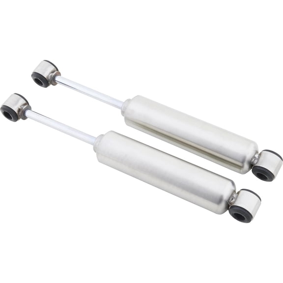 Short Gas Twin Tube Shocks, Universal Fit, Natural Stainless Steel Pair