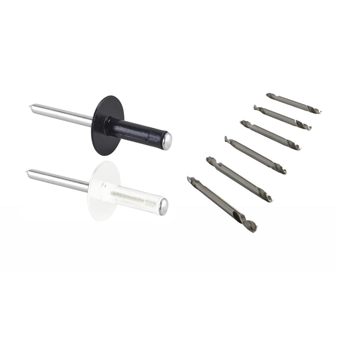 Speedway White & Black Exploding Head Rivets w/Double Ended Bits ...