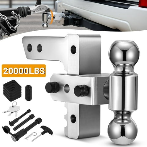 SPEEDWOW 20,000 lbs Heavy Duty Adjustable Trailer Hitch, 2" Hitch Receiver, 6" Drop/Rise, Aluminum Tow Hitch for Truck & RV, Dual Stainless Steel Pins, Anti-Corrosion