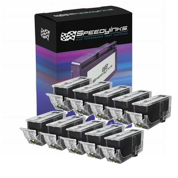 Speedy Compatible Cartridge Replacement with Chip for Canon PGI220 (Pigment Black, 10-Pack)