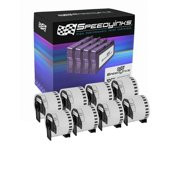 Speedy Compatible Paper Label Tape Replacement for DK-2205 | 2.4 in x 100 ft (White, 8-Pack)