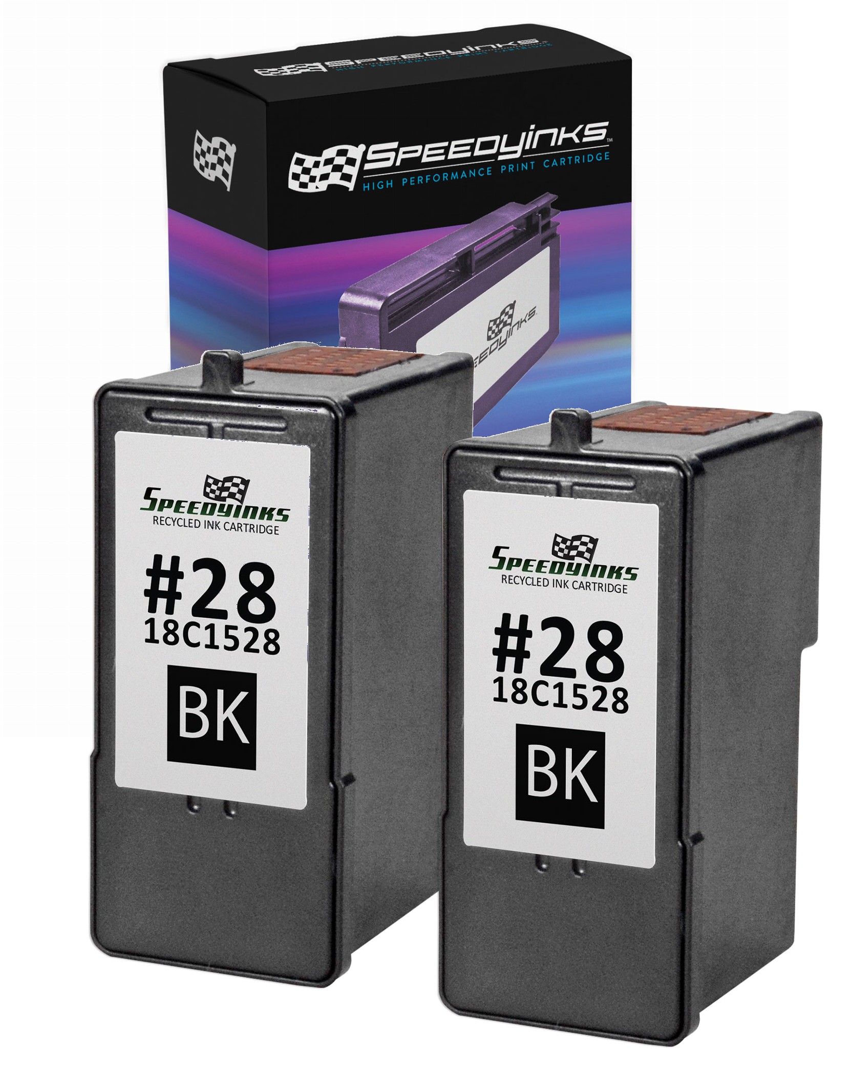Speedy Inks - 2PK Lexmark Remanufactured 18C1528 #28 Black Ink Cartridge For use in X2500, X2530, X2550, X5070, X5075, X5320, X5340, X5410, X5495, Z1300, Z1310, Z1320, & Z845 - image 1 of 4