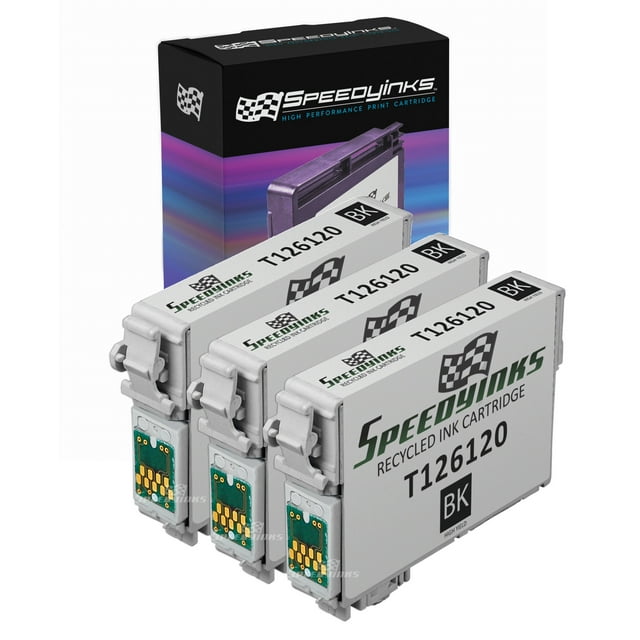 Speedy Inks - 3pk Remanufactured Replacement for Epson T126 T126120 T1261 High Capacity Black Pigment Based Ink Cartridge for use in 520, 630, 633, 635, 60, 840, Epson Stylus NX430, 435, 545, 645